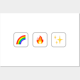 Rainbown, Fire, Star Emoji Positive vibes no text Posters and Art